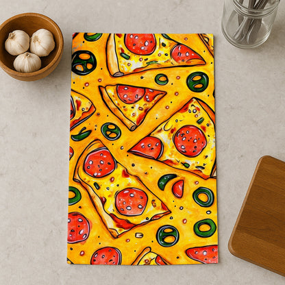 Pepperoni Pizza Pattern Kitchen Towel