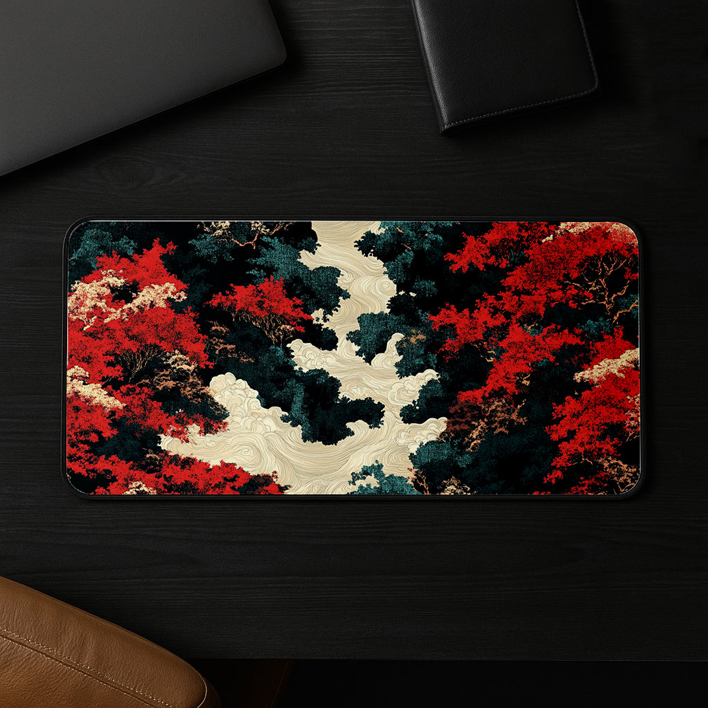 Red And Green Tapestry Desk Mat