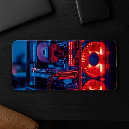 Red Led Computer Fans Desk Mat