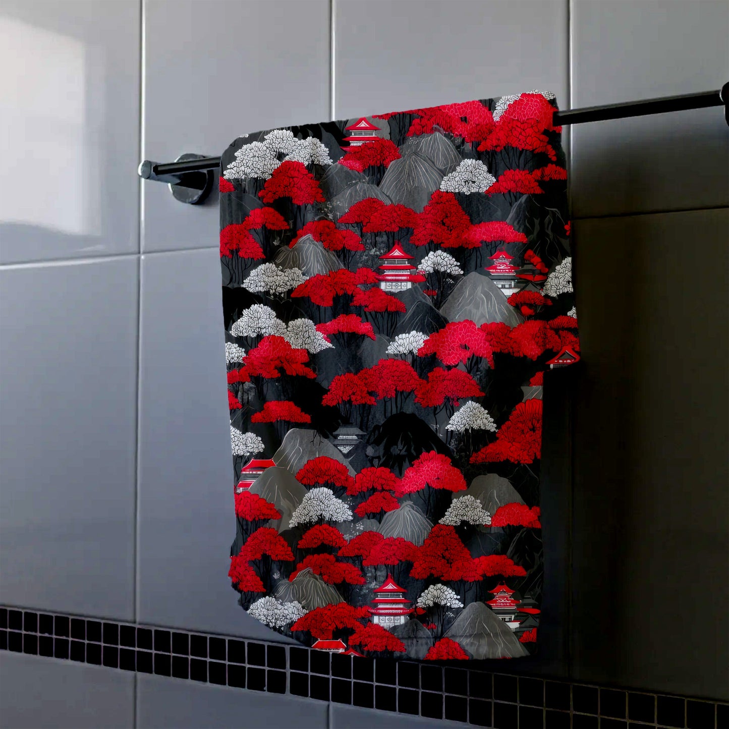 Red Pagoda Forest Hand Towel