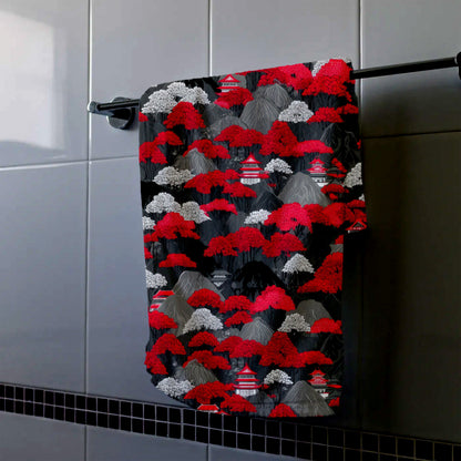 Red Pagoda Forest Hand Towel