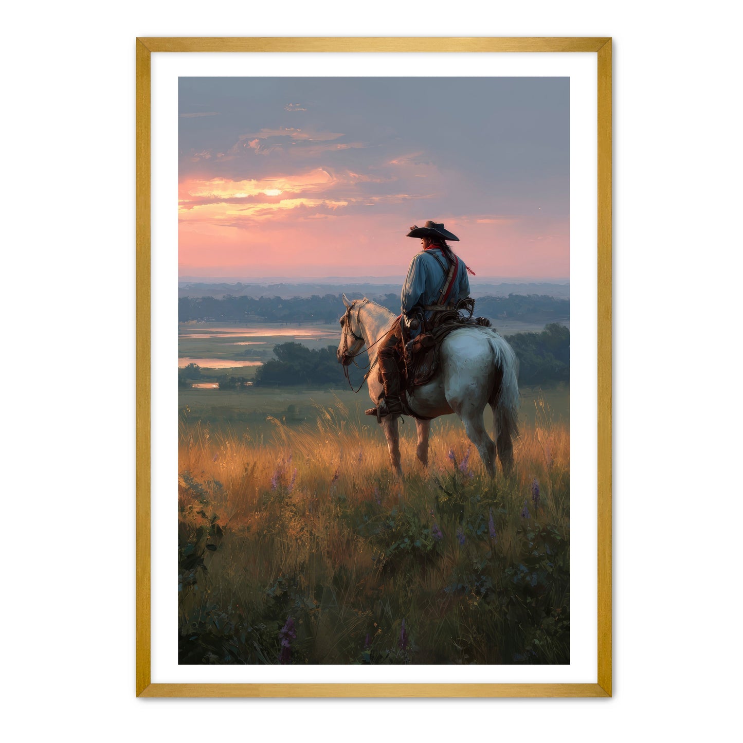 Rider At Sunset Wall Art