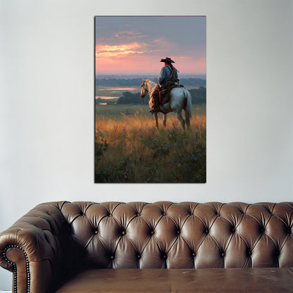 Rider At Sunset Wall Art