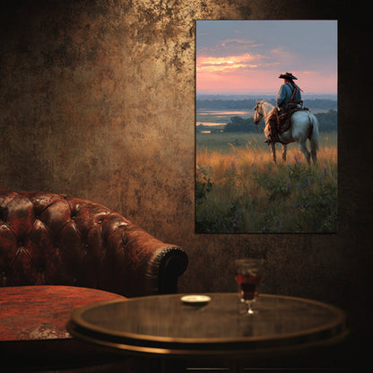 Rider At Sunset Wall Art