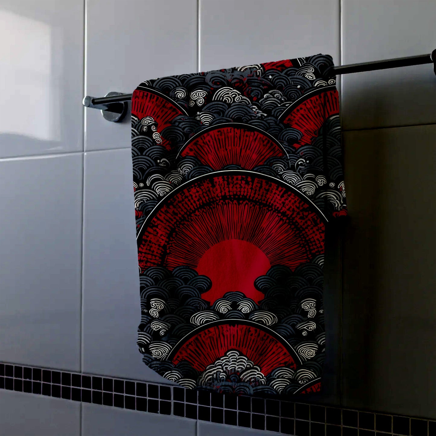 Rising Sun And Waves Hand Towel