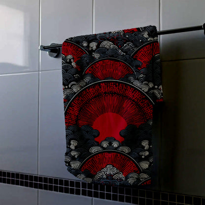 Rising Sun And Waves Hand Towel