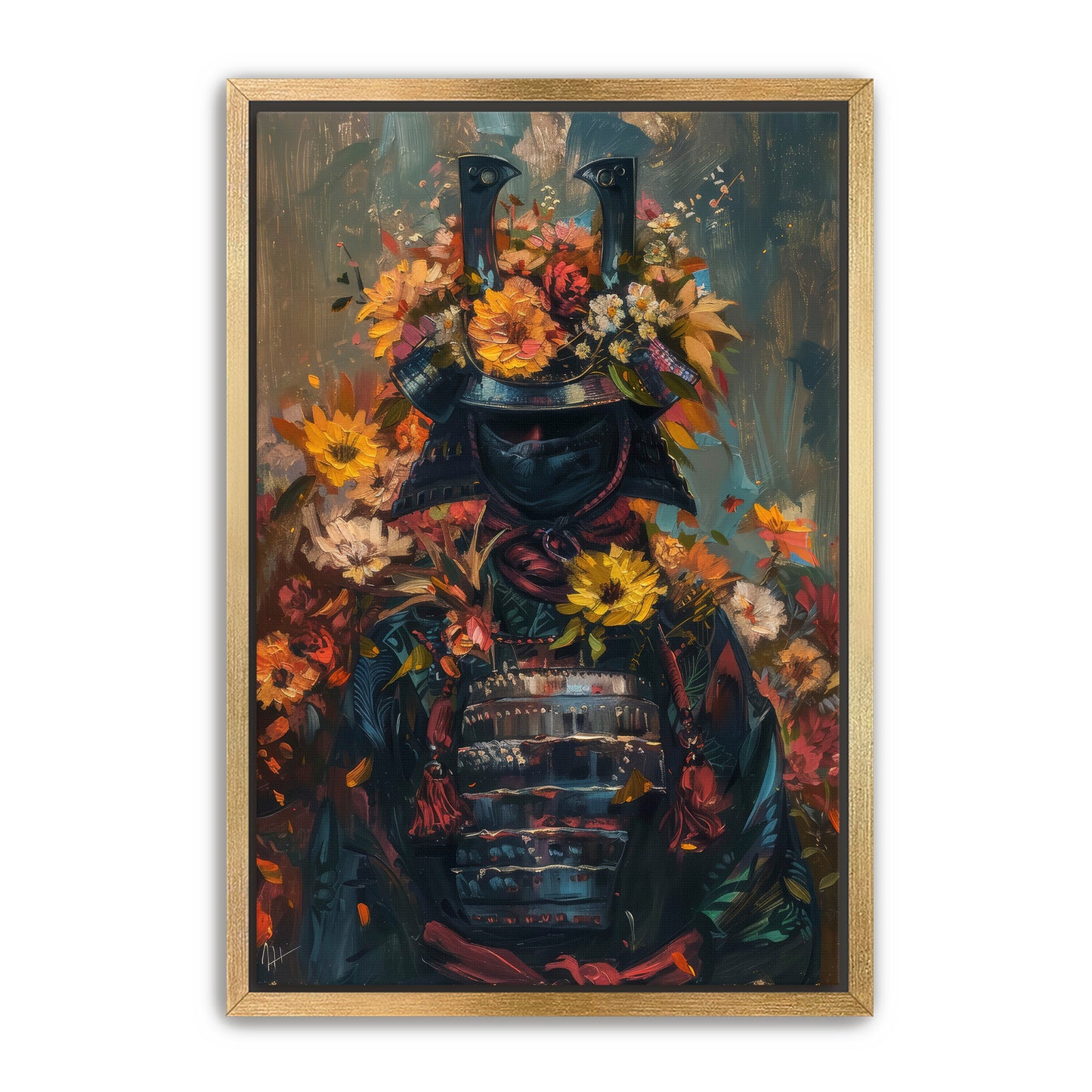 Samurai and Flowers 2  Wall Art