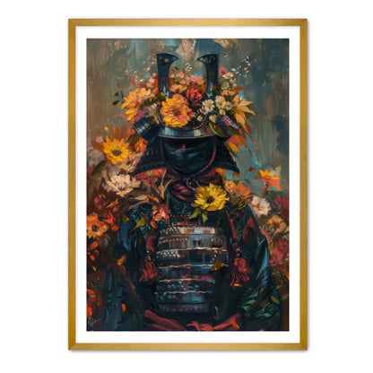 Samurai and Flowers 2  Wall Art