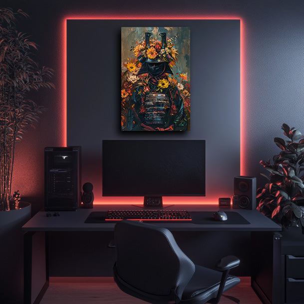 Samurai and Flowers 2  Wall Art