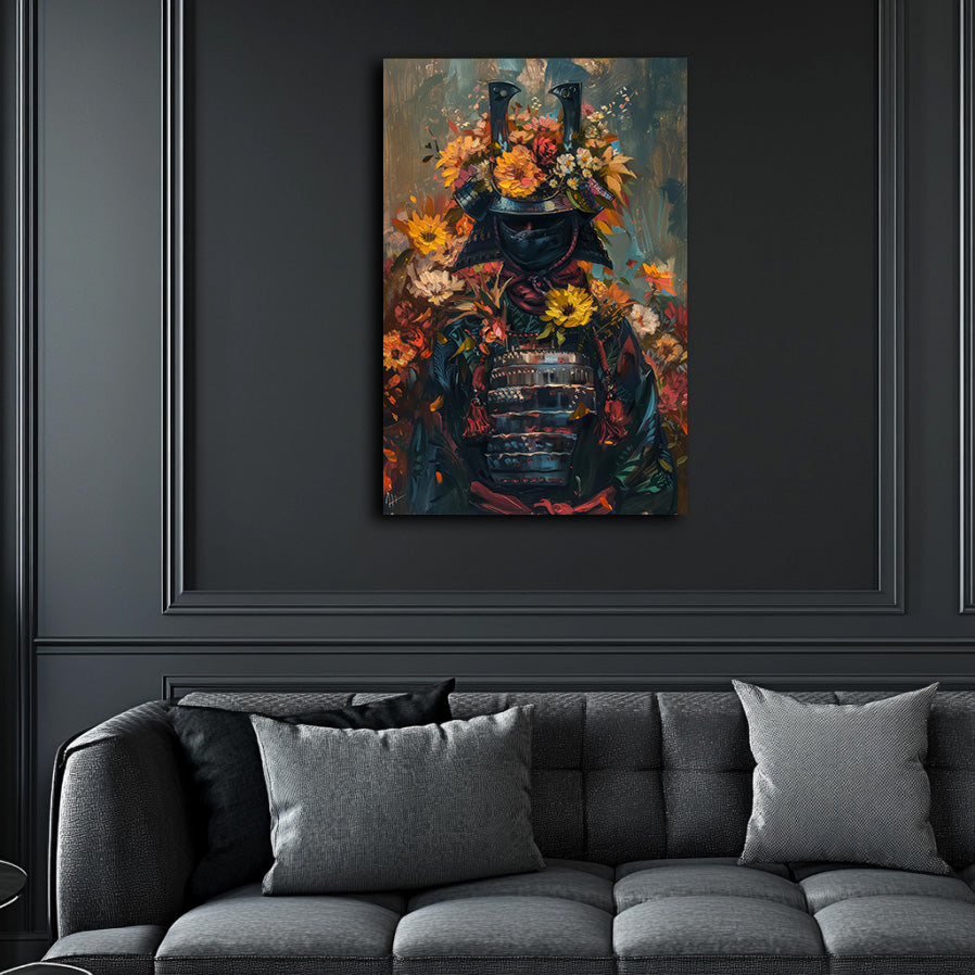 Samurai and Flowers 2  Wall Art