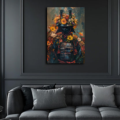 Samurai and Flowers 2  Wall Art