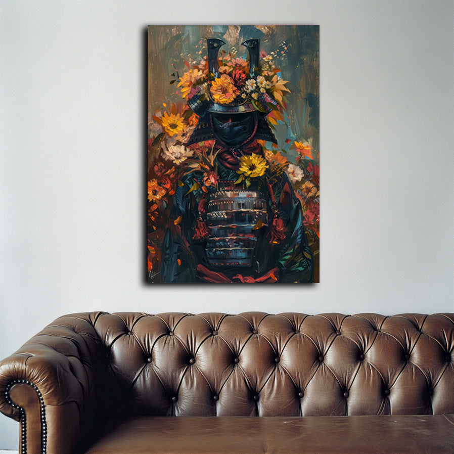 Samurai and Flowers 2  Wall Art