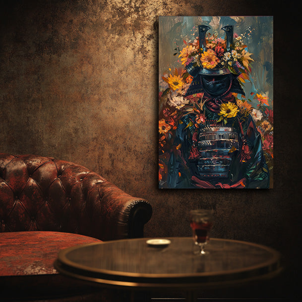 Samurai and Flowers 2  Wall Art