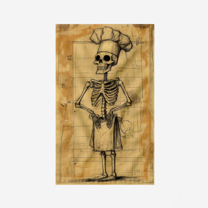 Skeleton Chef Sketch Kitchen Towel