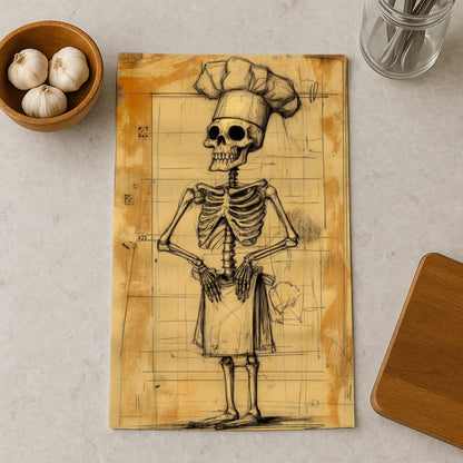 Skeleton Chef Sketch Kitchen Towel