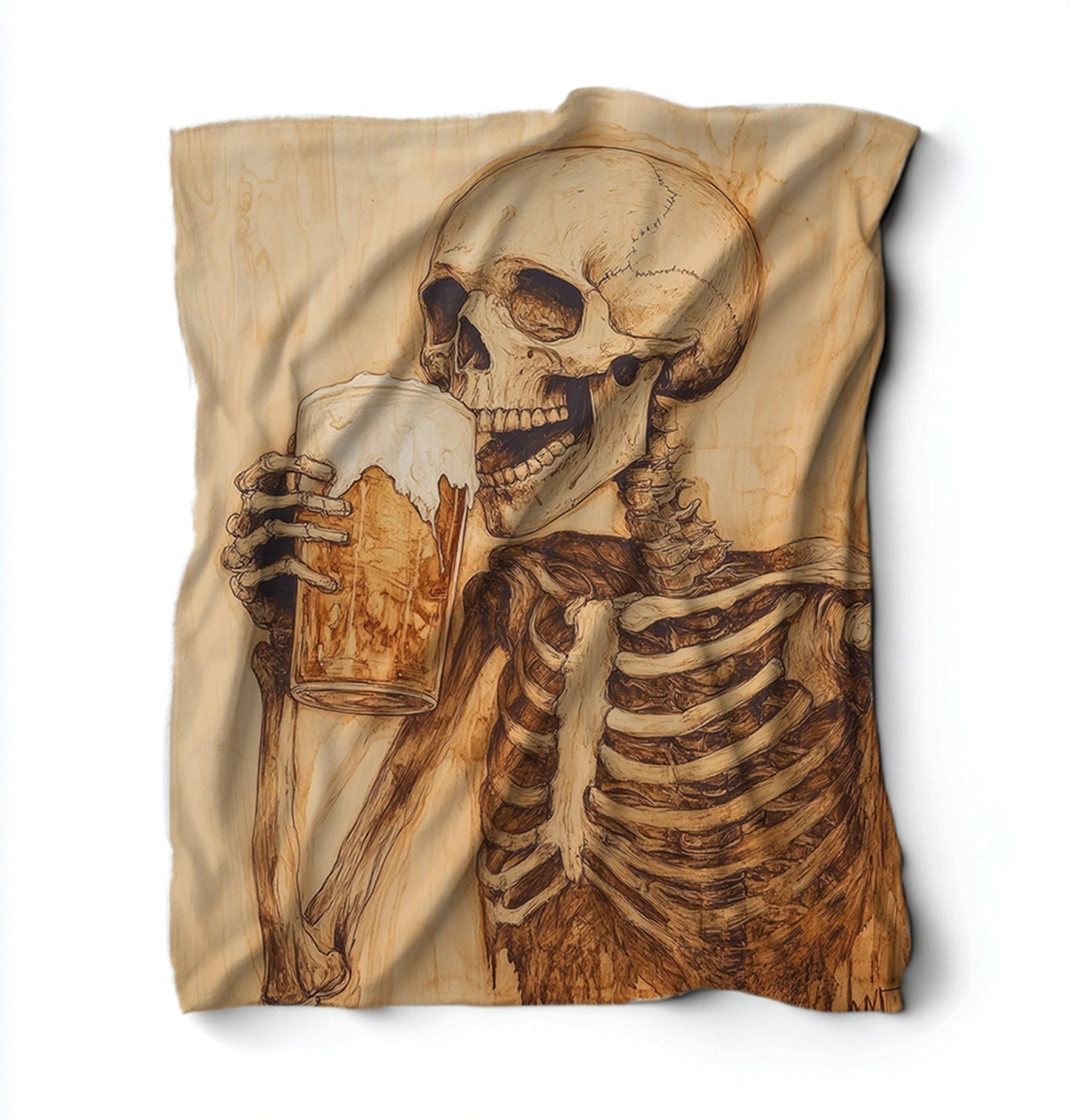 Skeleton Drinking A Pint Blanket