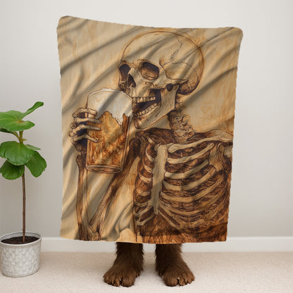 Skeleton Drinking A Pint Blanket