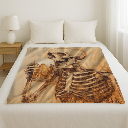 Skeleton Drinking A Pint Blanket