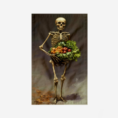 Skeleton Harvesting Vegetables Kitchen Towel
