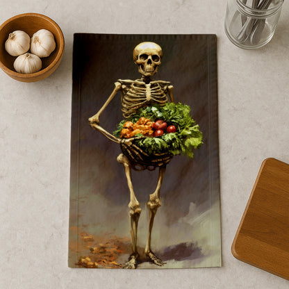 Skeleton Harvesting Vegetables Kitchen Towel