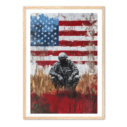 Soldier And American Flag Silence Wall Art