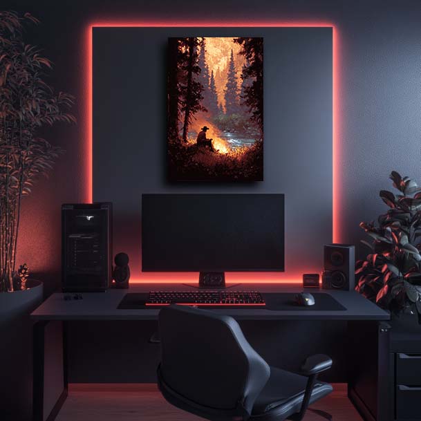 Solo Cowboy Campfire Wall Art
