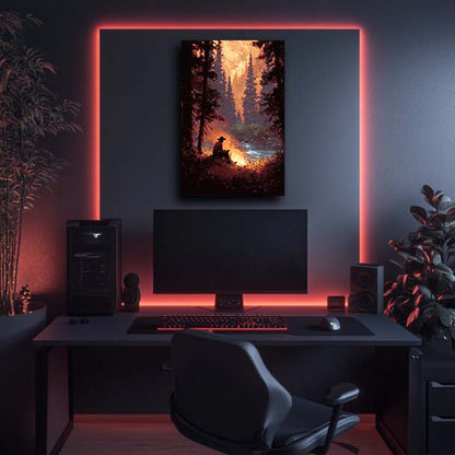 Solo Cowboy Campfire Wall Art