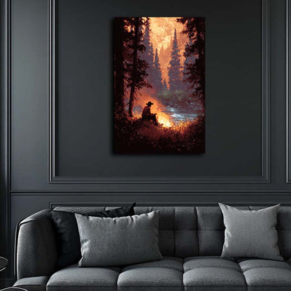 Solo Cowboy Campfire Wall Art