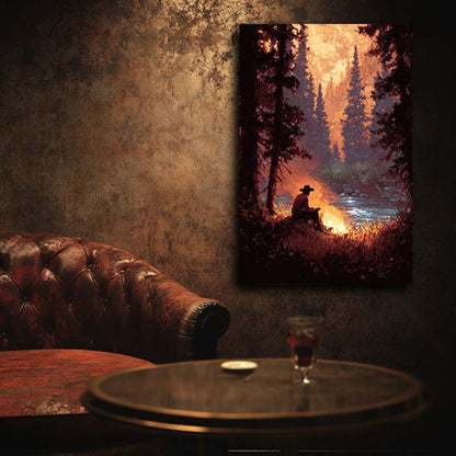 Solo Cowboy Campfire Wall Art