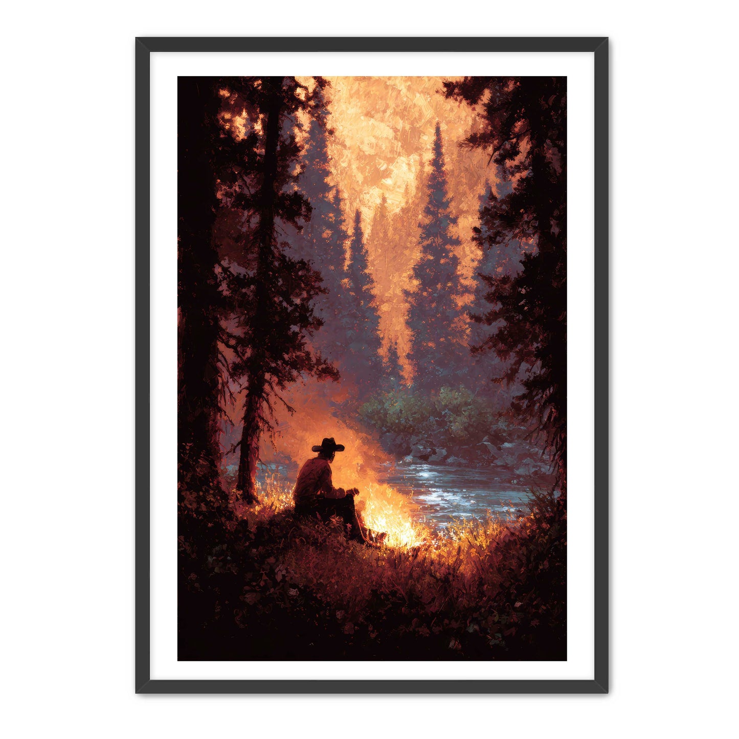 Solo Cowboy Campfire Wall Art