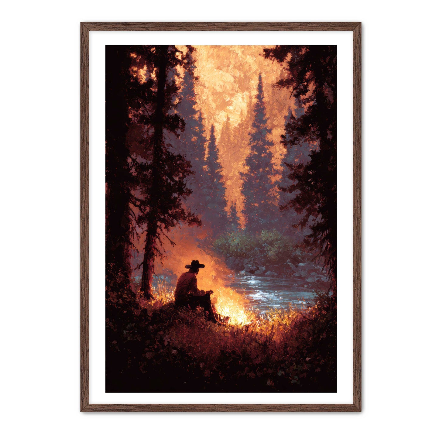 Solo Cowboy Campfire Wall Art
