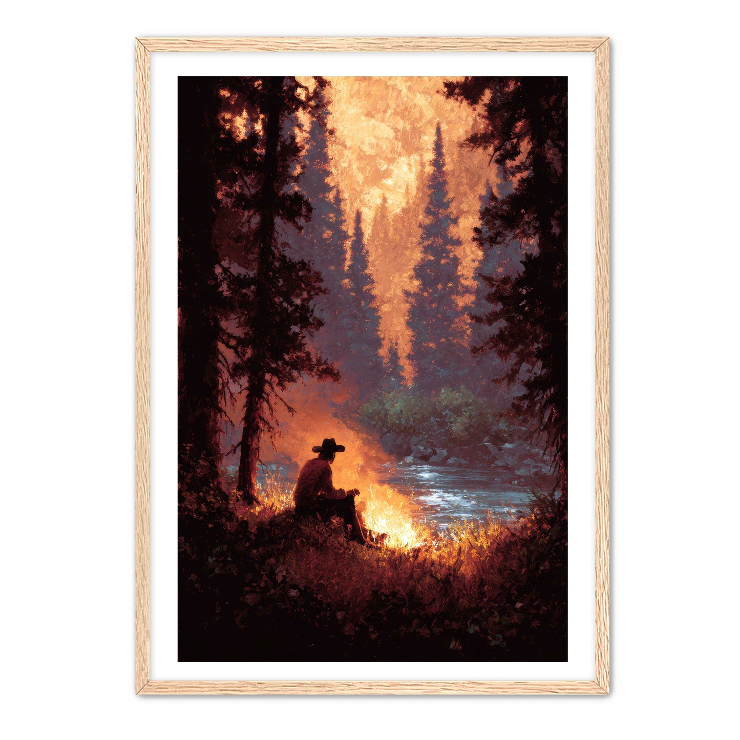 Solo Cowboy Campfire Wall Art
