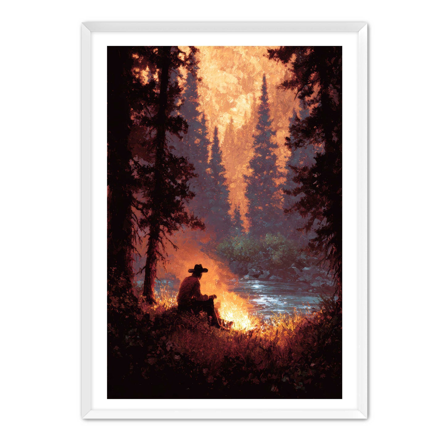 Solo Cowboy Campfire Wall Art