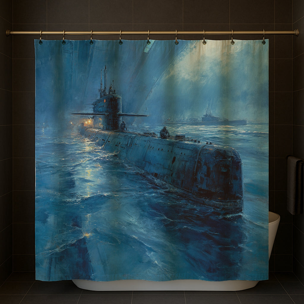 Submarine Beneath Waves Shower Curtain