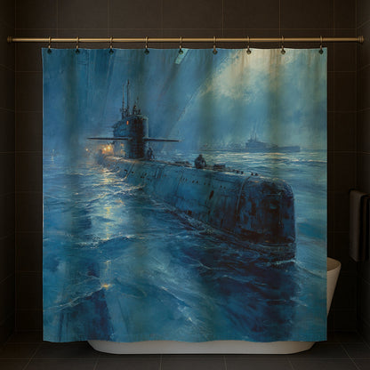 Submarine Beneath Waves Shower Curtain