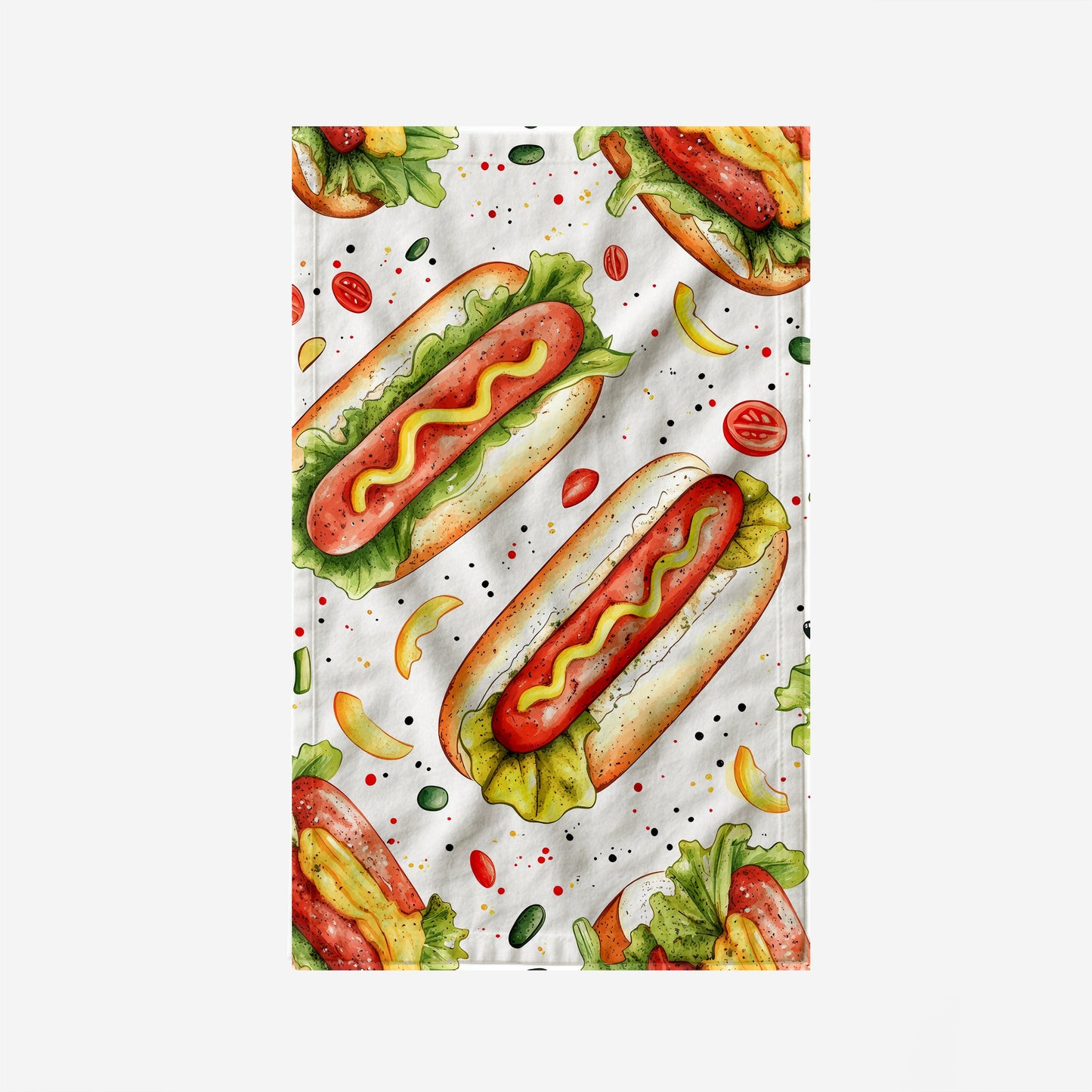 Tasty Hot Dogs Pattern Kitchen Towel