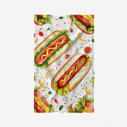 Tasty Hot Dogs Pattern Kitchen Towel