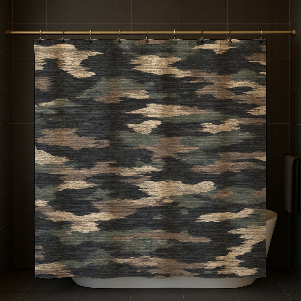 Textured Camouflage Pattern Shower Curtain