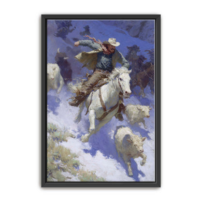 Cowboy Racing Avalanche Wall Art