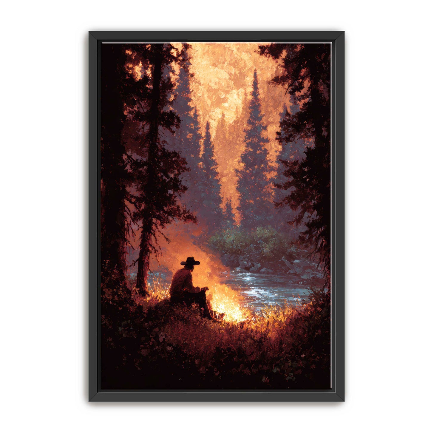 Solo Cowboy Campfire Wall Art