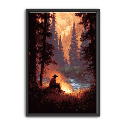 Solo Cowboy Campfire Wall Art