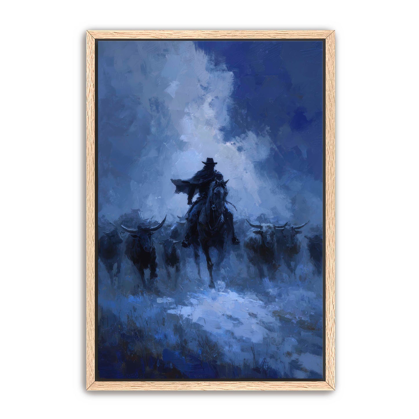 Cowboy Leading Bulls Wall Art