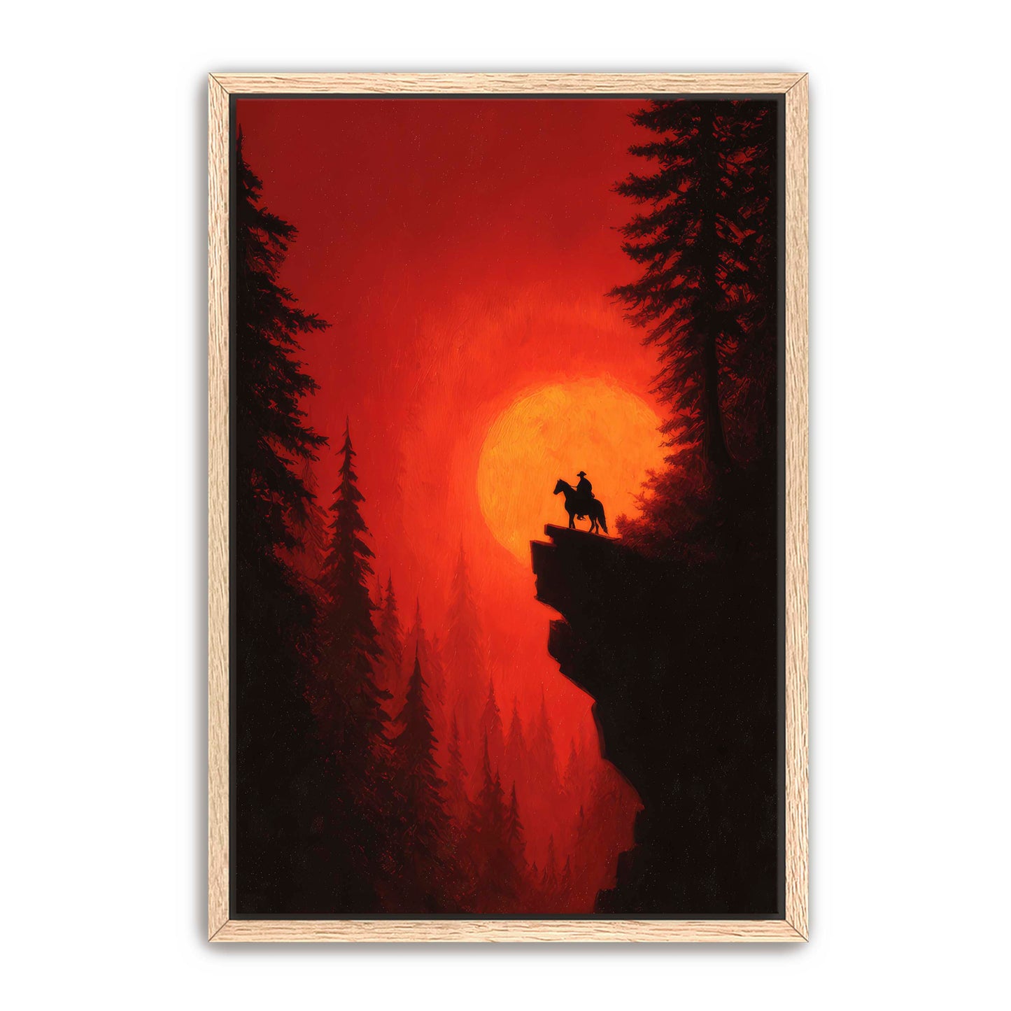 Cowboy and Horse at Sunset Wall Art