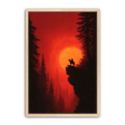 Cowboy and Horse at Sunset Wall Art