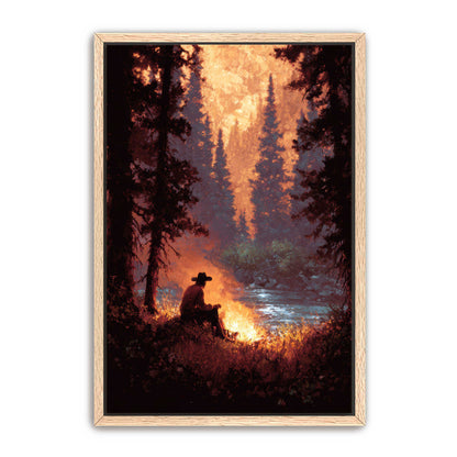 Solo Cowboy Campfire Wall Art