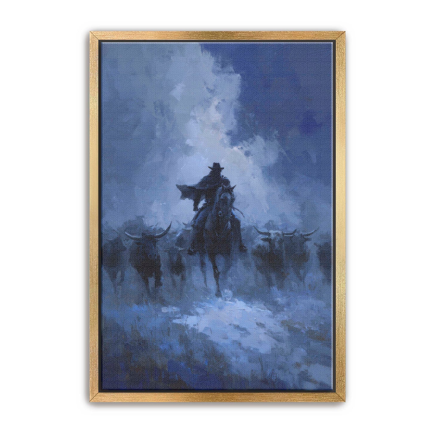 Cowboy Leading Bulls Wall Art