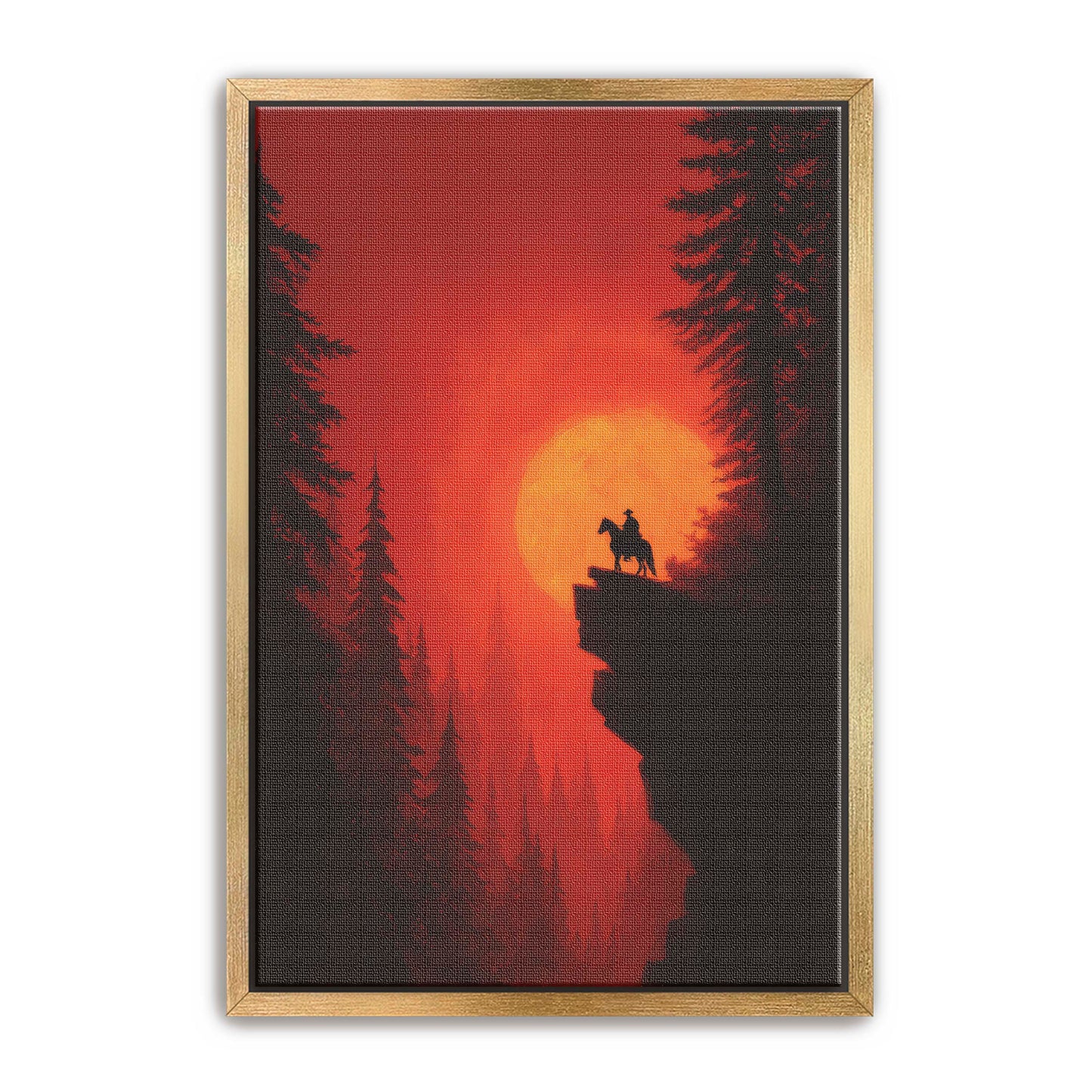 Cowboy and Horse at Sunset Wall Art