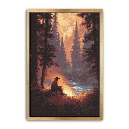 Solo Cowboy Campfire Wall Art