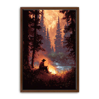 Solo Cowboy Campfire Wall Art