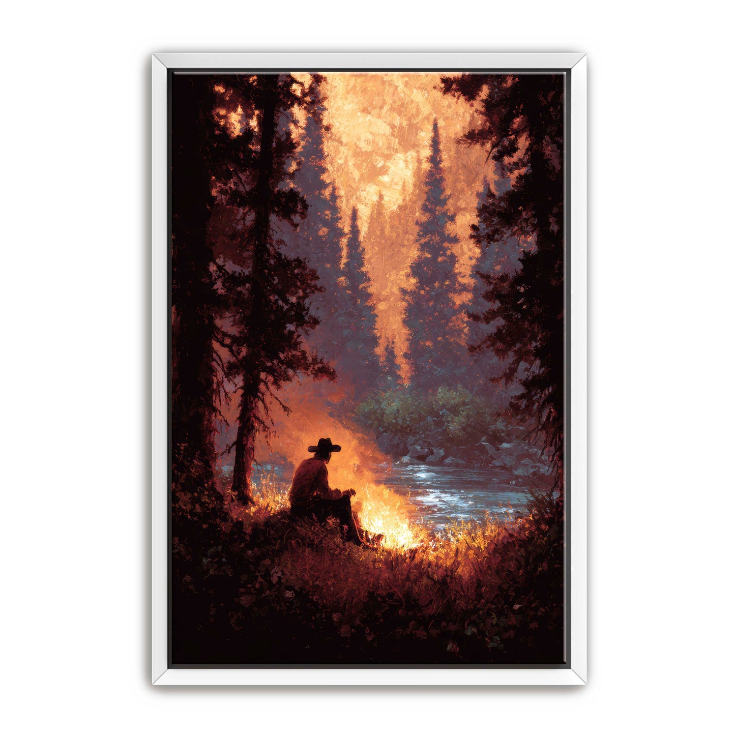 Solo Cowboy Campfire Wall Art
